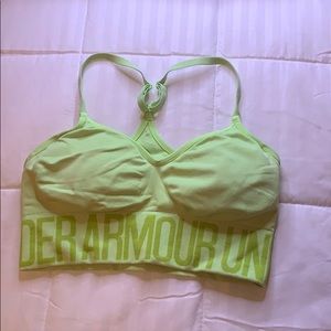 Neon green underarmour sports bra